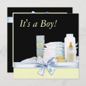 Yellow Black Blue Baby Boy Dusche Einladung (Vorne/Hinten)