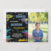 Yellow Black Blue Foto Water Gun Einladungen (Vorderseite)