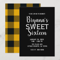 Yellow Black Buffalo Kariert Sweet 16 Geburtstagsp