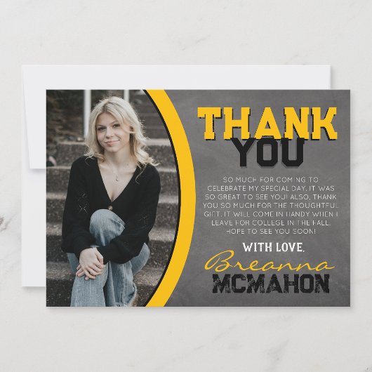 Yellow Black Chalkboard Abschluss Danke Karte