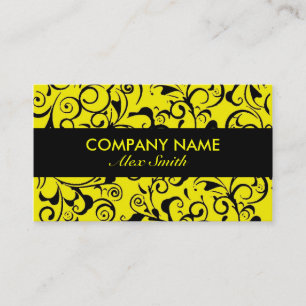 Yellow Black Damask benutzerdefinierte Visitenkart Visitenkarte