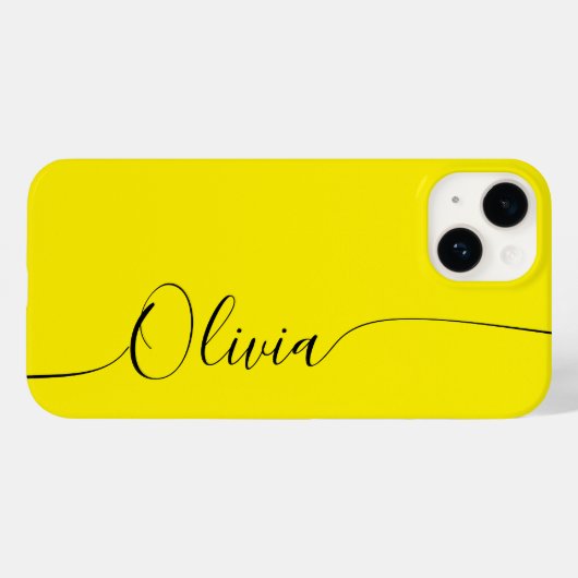 Yellow Black Elegant Calligraphy Script Name Case-Mate iPhone Hülle (Rückseite (Horizontal))