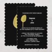 Yellow Black Floral Tulips Elegante Boho Hochzeit Einladung (Vorne/Hinten)