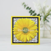 Yellow Black Gerber Daisy Bridal Dusche Einladung (Stehend Vorderseite)