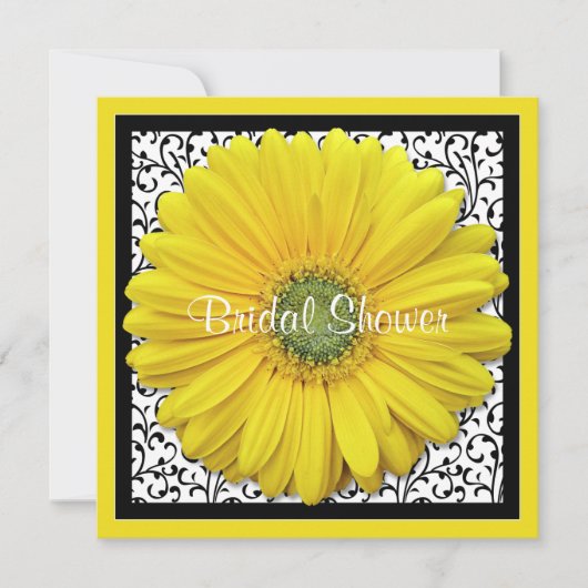 Yellow Black Gerber Daisy Bridal Dusche Einladung (Vorderseite)