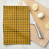 Yellow Black Gingham Pattern Geschirrtuch (Viertel Falte)
