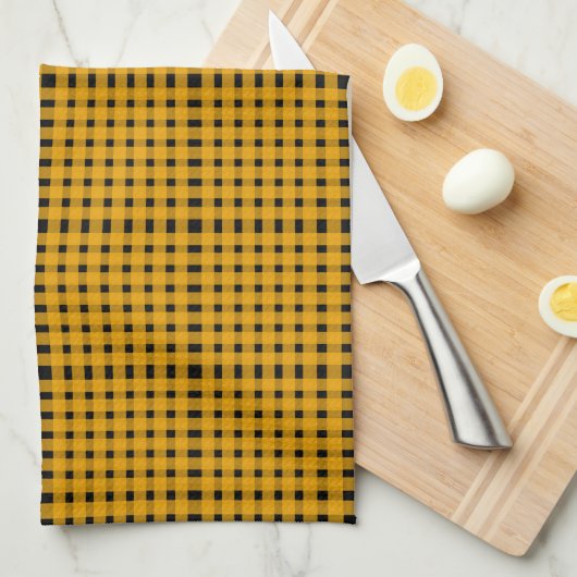 Yellow Black Gingham Pattern Geschirrtuch (Viertel Falte)