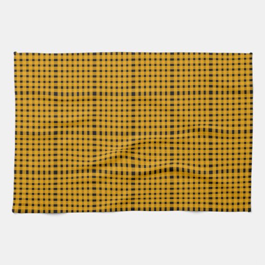 Yellow Black Gingham Pattern Geschirrtuch (Horizontal)