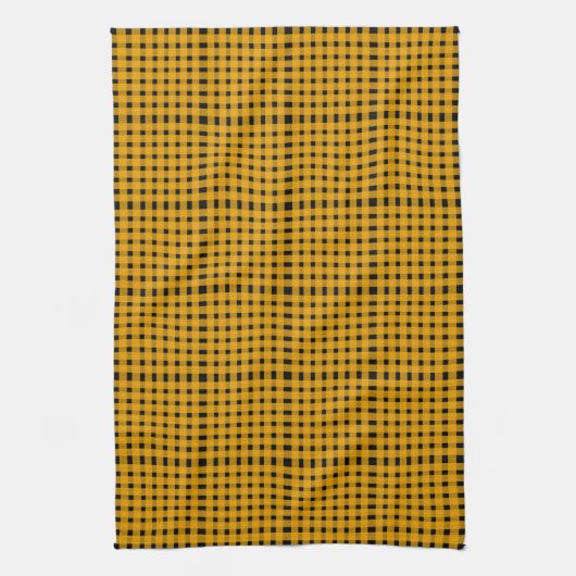Yellow Black Gingham Pattern Geschirrtuch (Vertikal)