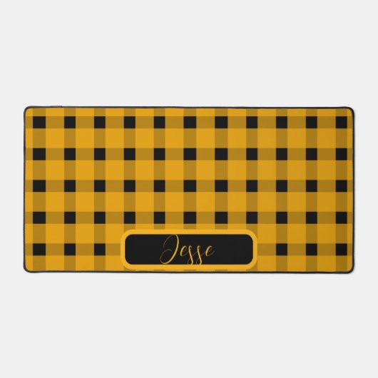 Yellow Black Gingham Pattern Schreibtischunterlage (Vorderseite)