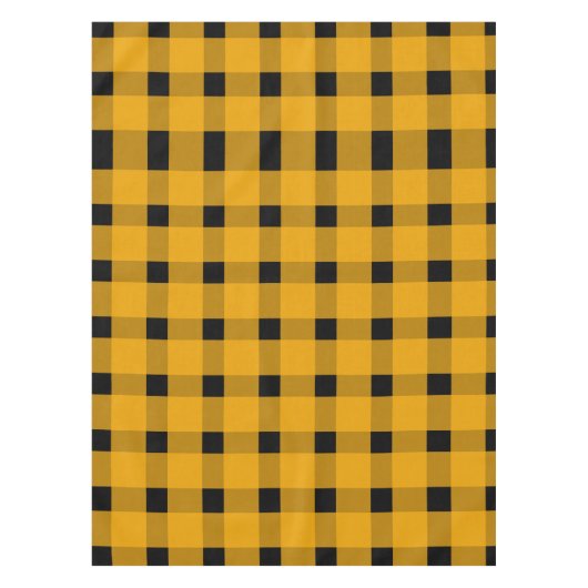 Yellow Black Gingham Pattern Tischdecke (Vorderseite)