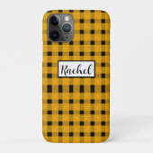 Yellow Black Gingham Personalisiert Case-Mate iPhone Hülle (Rückseite)