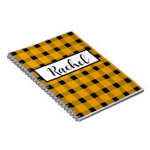 Yellow Black Gingham Personalisiert Notizblock (Rechte Seite)