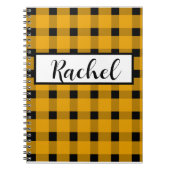 Yellow Black Gingham Personalisiert Notizblock (Vorderseite)