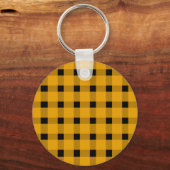 Yellow Black Gingham Personalisiert Schlüsselanhänger (Rückseite)
