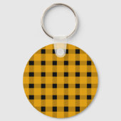 Yellow Black Gingham Personalisiert Schlüsselanhänger (Rückseite)