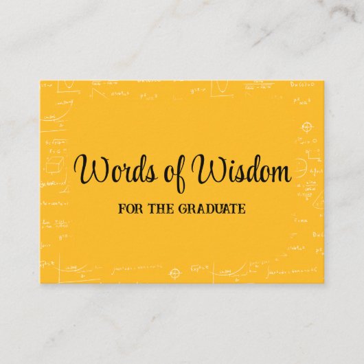 Yellow Black Graduate Words of Wisdom Advice Begleitkarte (Vorderseite)