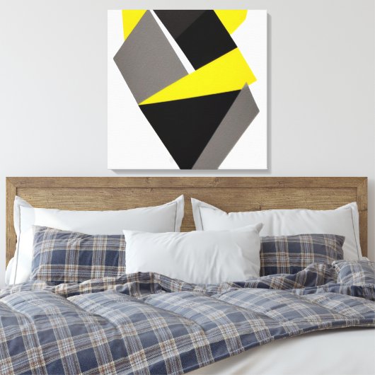 Yellow, Black & Gray 3D Abstract Leinwanddruck (Insitu (Schlafzimmer))