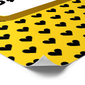 Yellow Black Hearts Theme Brautparty B01 Poster (Ecke)