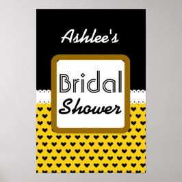 Yellow Black Hearts Theme Brautparty B01 Poster