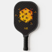 Yellow Black Honey Bees Custom Beekeeper Monogram Pickleball Schläger (Rückseite)