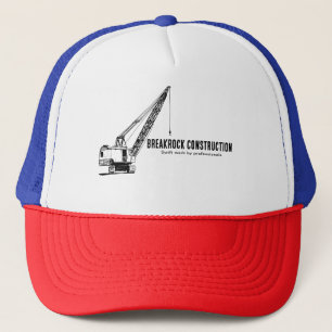 Yellow Black Illustrative Style Construction Crane Truckerkappe