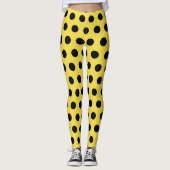 Yellow Black Ladybird Costume Spots Retro Leggings (Vorderseite)
