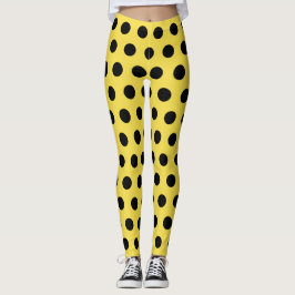 Yellow Black Ladybird Costume Spots Retro Leggings