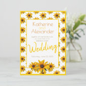 Yellow Black Mit Augen Susan Blume Simple Wedding Einladung (Stehend Vorderseite)