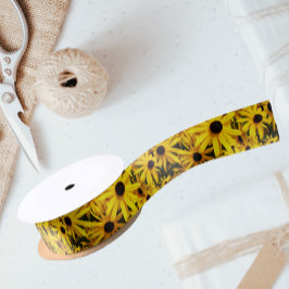 Yellow Black Mit Augen Susans Floral Satinband