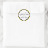 Yellow Black Monogram M Wedding Danke Runder Aufkleber (Tasche)