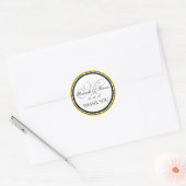 Yellow Black Monogram M Wedding Danke Runder Aufkleber (Umschlag)