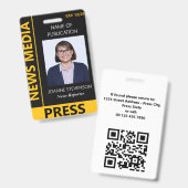 Yellow Black News Media Press Photo Ausweis (Front & Back)
