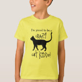 Yellow Black Personalisiert Crazy Cat Kiddo T-Shirt (Vorderseite)