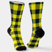 Yellow Black Plaid Checker Pattern Socken (Gewinkelt)
