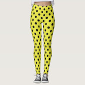 Yellow Black Polka Dot Pattern Leggings (Vorderseite)