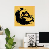 Yellow Black Pop Art Funny Chimpanze Poster (Heimbüro)