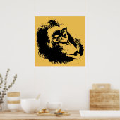 Yellow Black Pop Art Funny Chimpanze Poster (Küche)