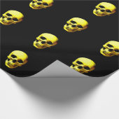 Yellow Black Pop Art Skull Wrapping Paper Geschenkpapier (Ecke)