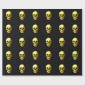 Yellow Black Pop Art Skull Wrapping Paper Geschenkpapier (Flach)