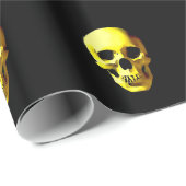 Yellow Black Pop Art Skull Wrapping Paper Geschenkpapier (Rolleneckpunkt)