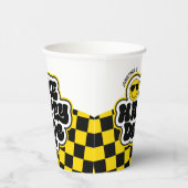 Yellow Black Retro Ein glücklicher Typ 1. Geburtst Pappbecher (Rechts)