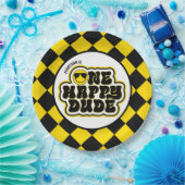 Yellow Black Retro Ein glücklicher Typ 1. Geburtst Pappteller (Party)