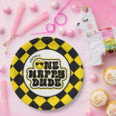 Yellow Black Retro Ein glücklicher Typ 1. Geburtst Pappteller (Party)