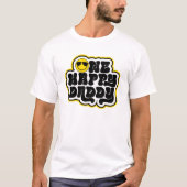 Yellow Black Retro One Happy Daddy T-Shirt (Vorderseite)