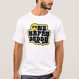 Yellow Black Retro One Happy Daddy T-Shirt