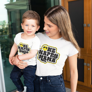 Yellow Black Retro One Happy Mama T-Shirt