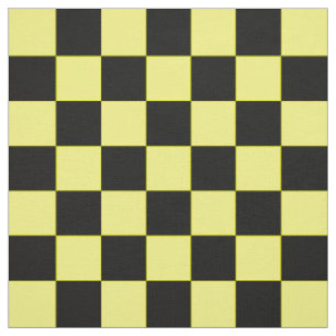 Yellow Black Schachbrett Pattern Textil Stoff