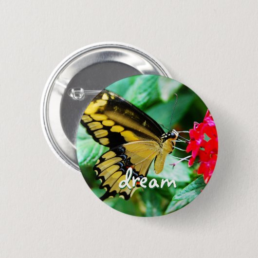 Yellow Black Schmetfly Foto Traumskript Button (Vorne & Hinten)