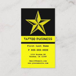 Yellow Black Star Tätowierkarten Visitenkarte